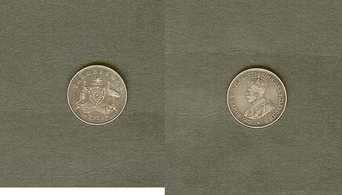 Australia 3 pence 1923 aVF/VF